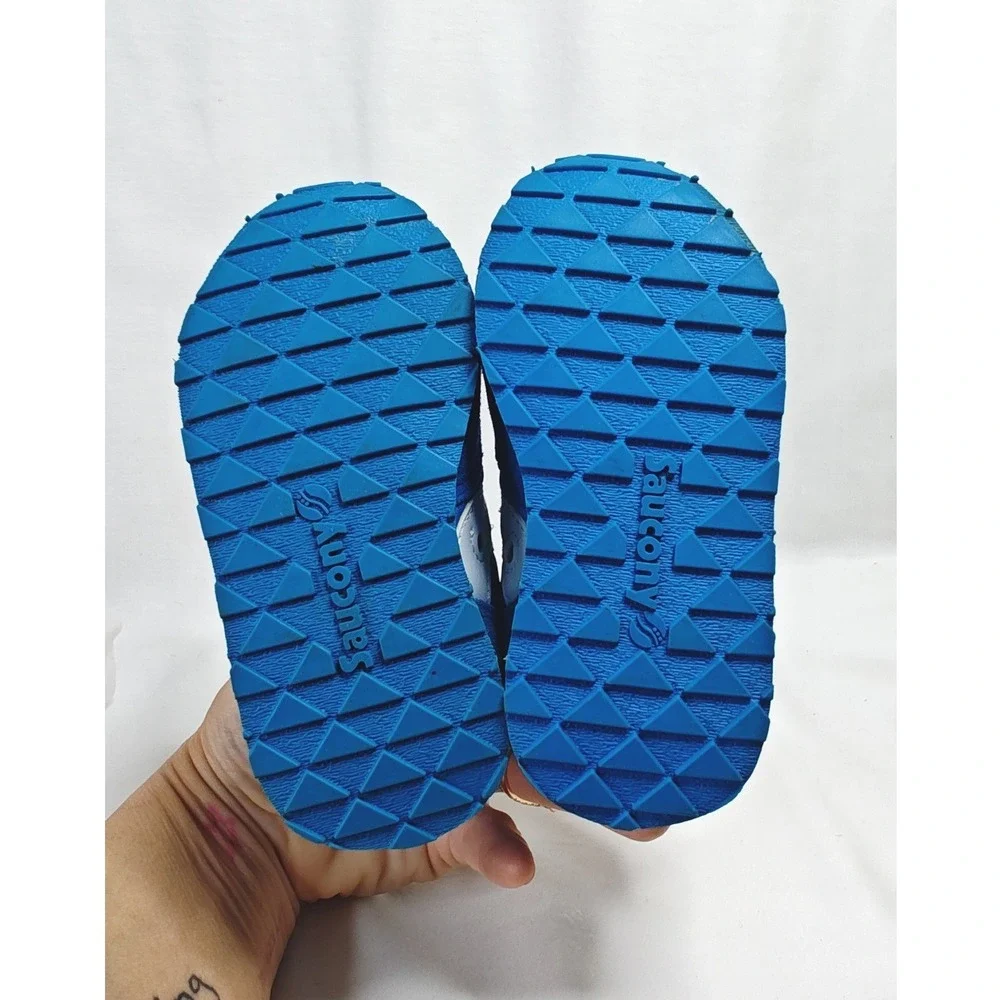 Saucony Baby Jazz H&L Sneakers Blue Suede Nylon Hook Loop 5.5M New